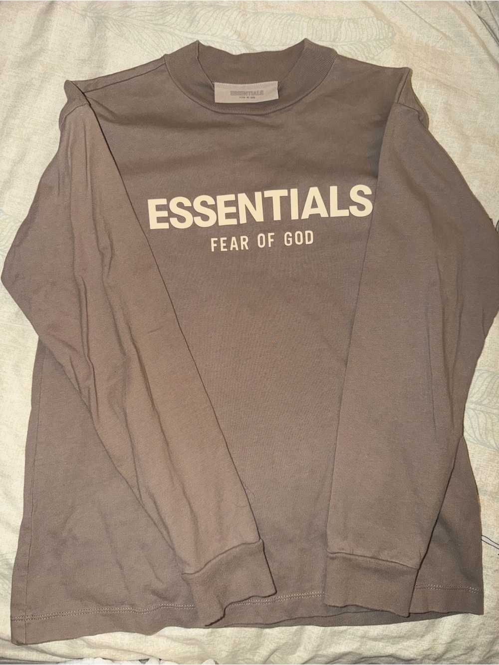Fear of God Essentials Long Sleeve Tee - Taupe with White Tag